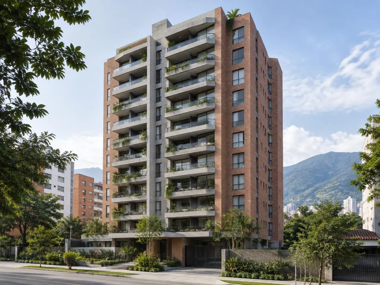 Torre Residencial, edificio de apartamentos con balcones